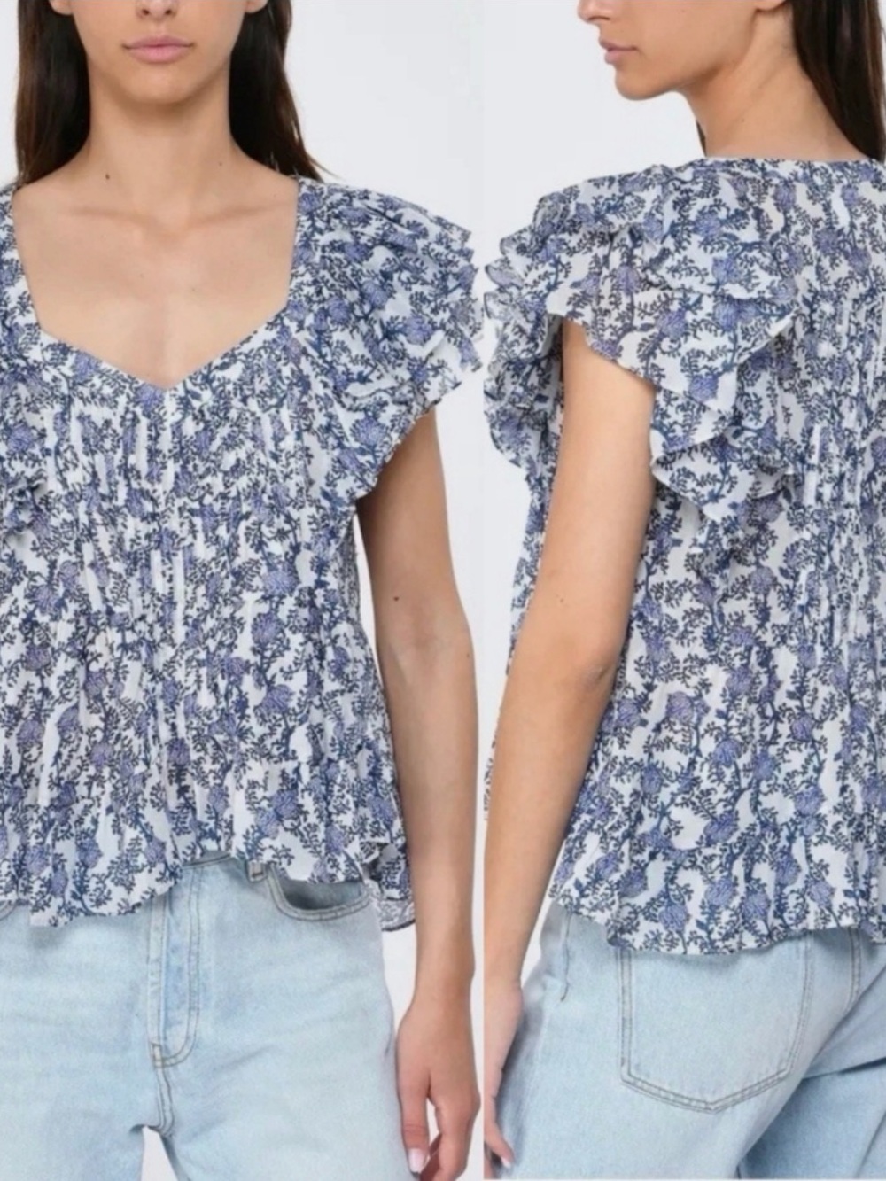 Isabel Marant Etoile Madrana Blue Floral Top